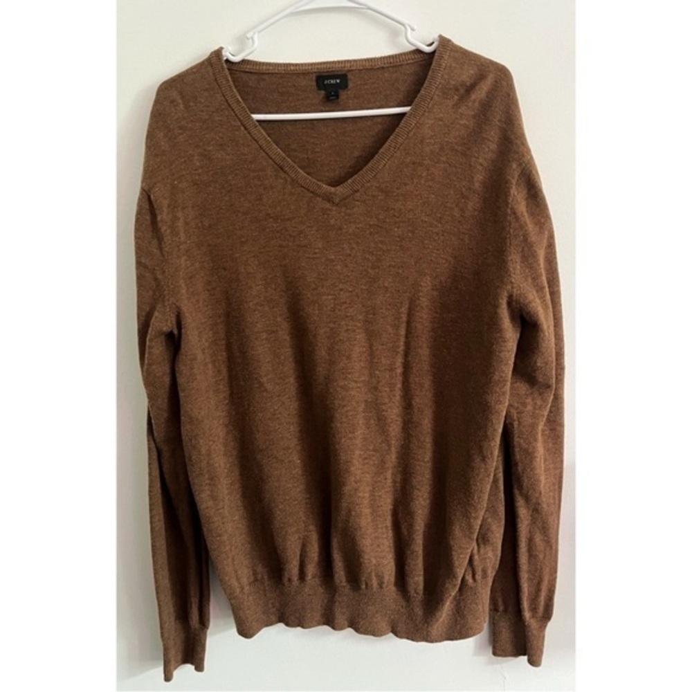 J. Crew • Brown 100% Cotton V Neck Sweater